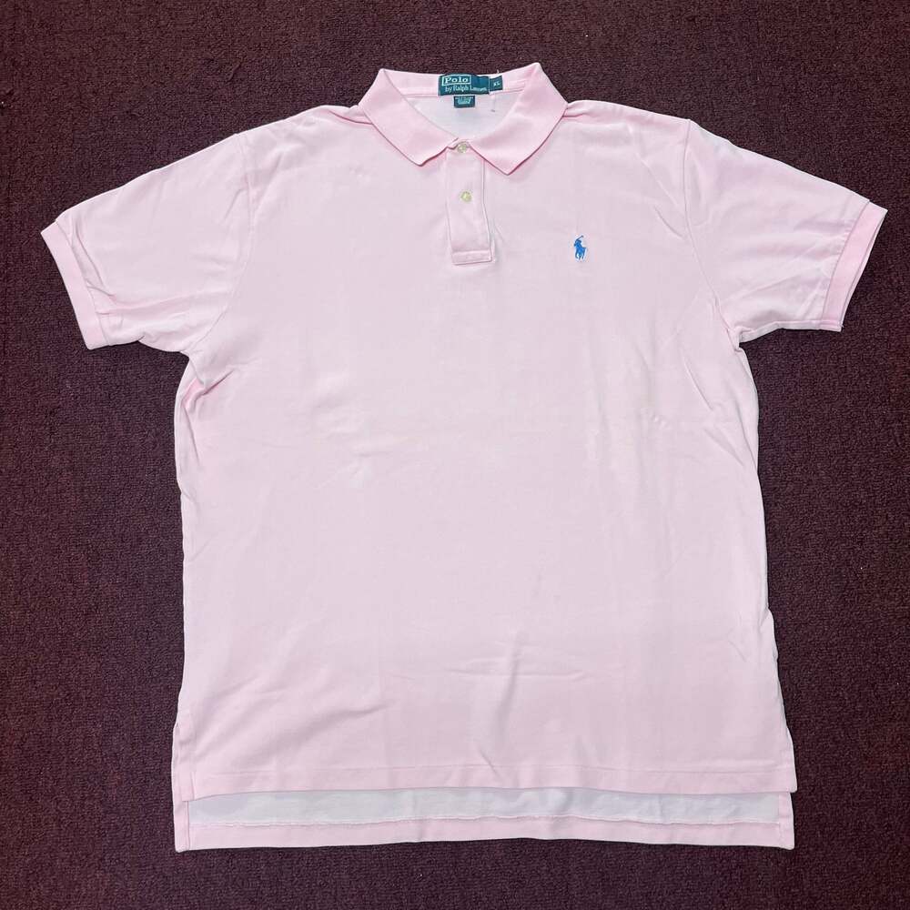 Vintage Polo Ralph Lauren Short Sleeve Cotton Mesh Polo Shirt in Carmel Pink